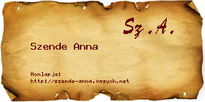 Szende Anna névjegykártya